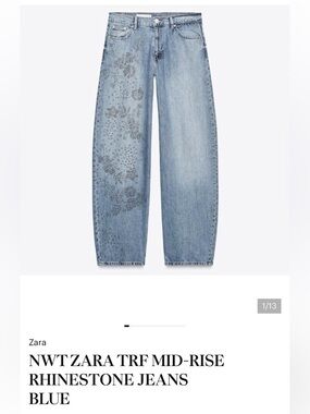 NWT/Zara TRF mid-rise rhinestone jeans/US12